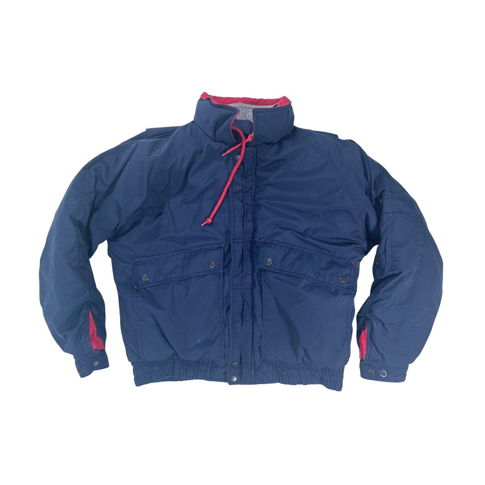 McGregor Vintage Mens‎ Navy Blue Red Colorblock Bomber Puffer Jacket Size Large